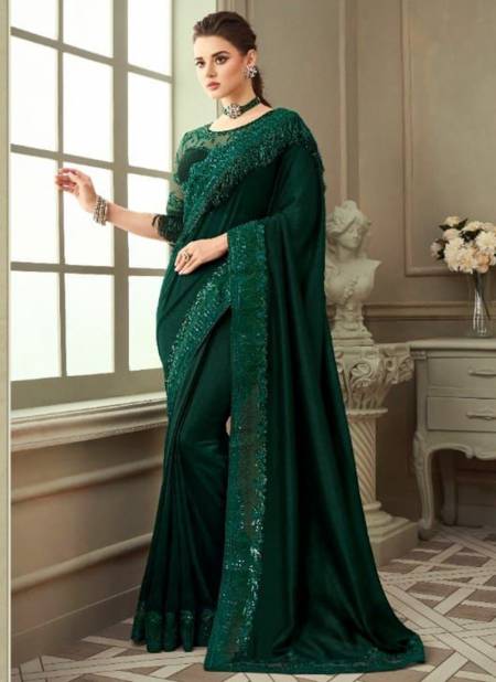 Green Colour TFH Shadow Silk New Heavy Designer Party Wear Exclusive SAREE Collection 6109